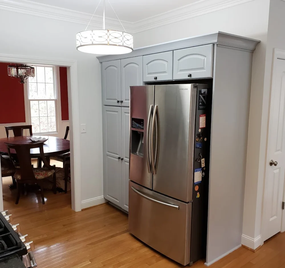 Stained kitchen cabinets after refinishing