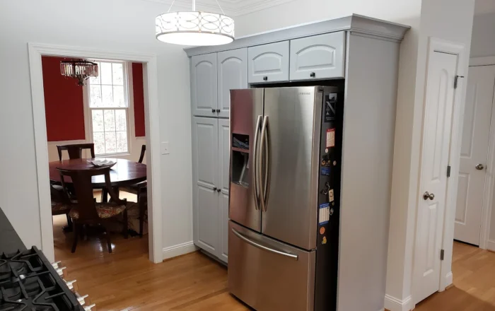 Stained kitchen cabinets after refinishing