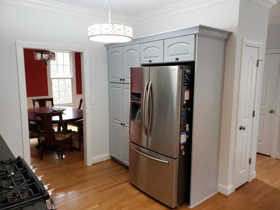 Stained kitchen cabinets after refinishing